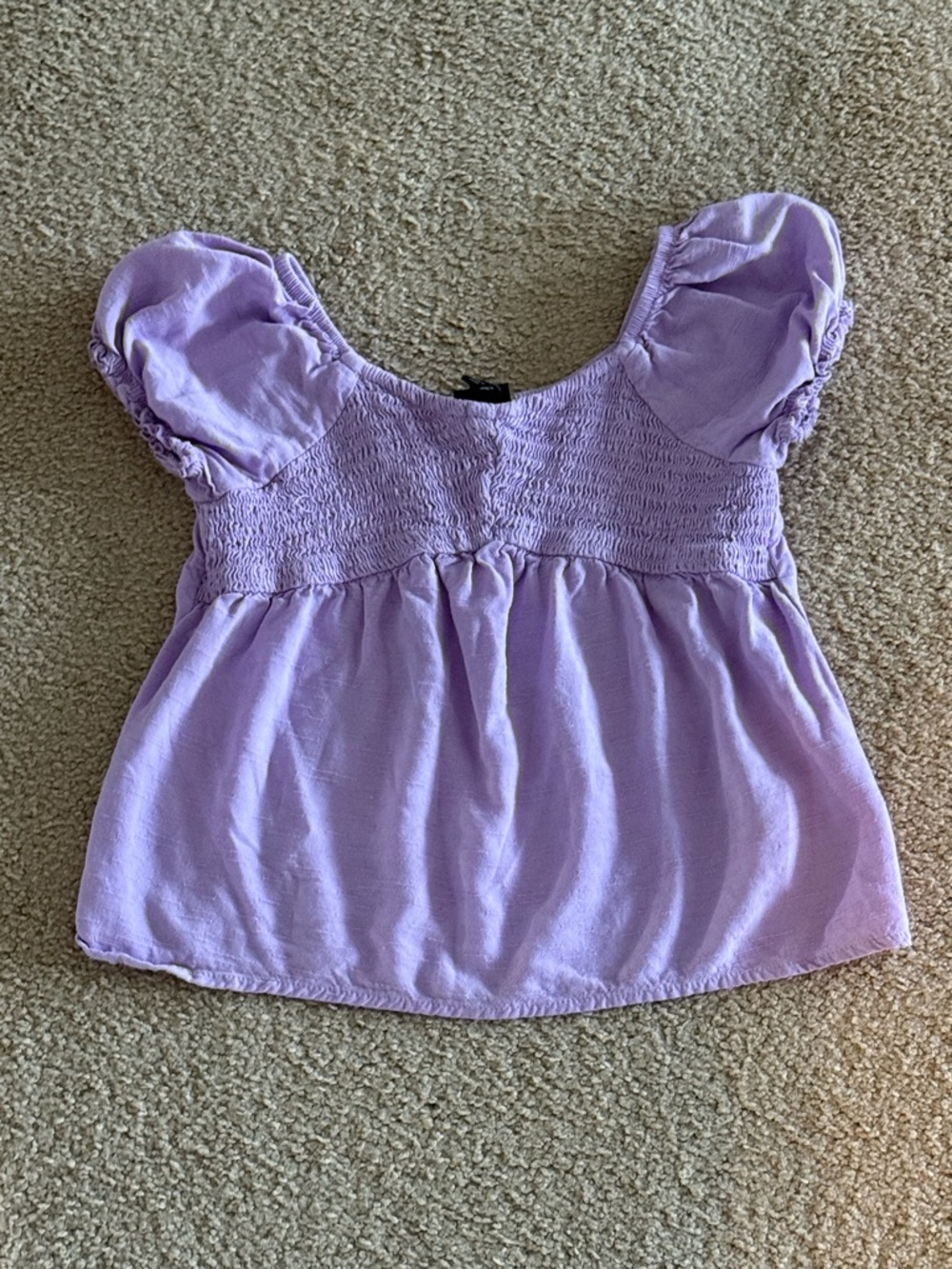 Art Class Lilac Puff Sleeve Smocked Babydoll Top Girls’ XS (4/5)